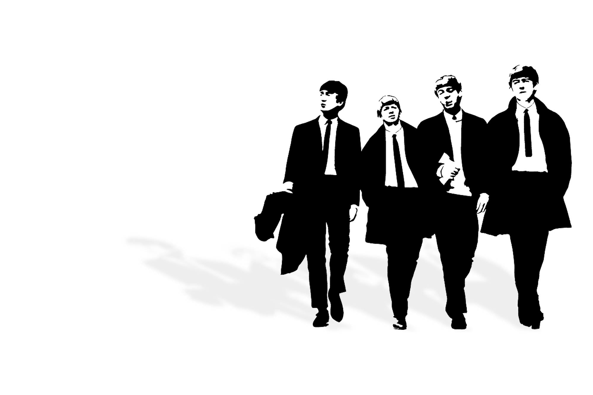 black and white rendering of the Beatles